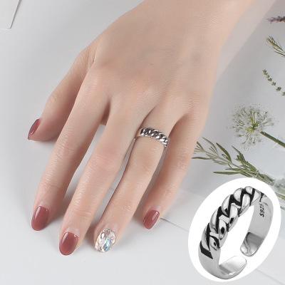 跨境麻花泰银欧美饰品 925纯银个性戒指 时尚手饰品工厂一件代发